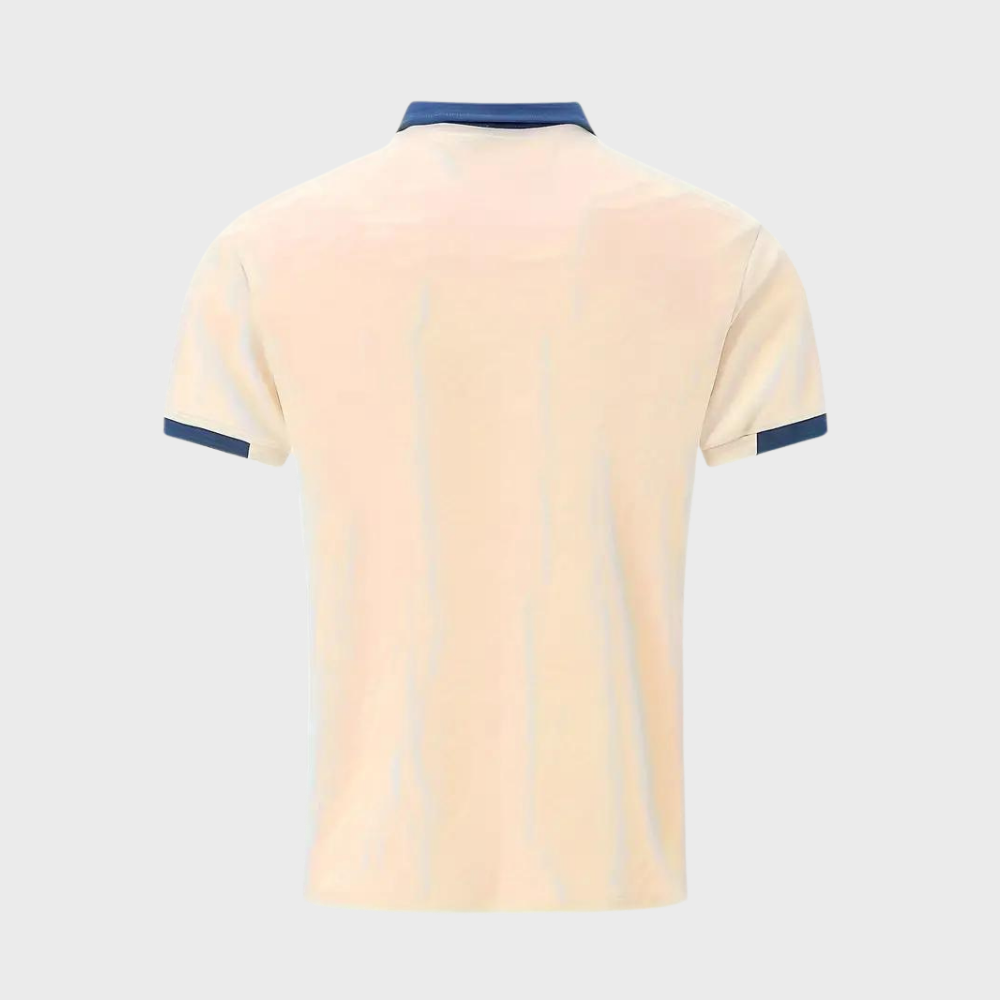 Achterkant beige poloshirt voor heren