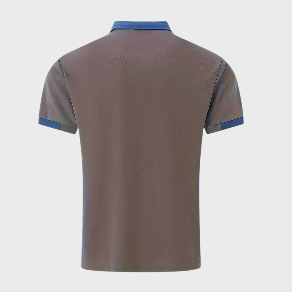 Achterkant bruine poloshirt voor heren